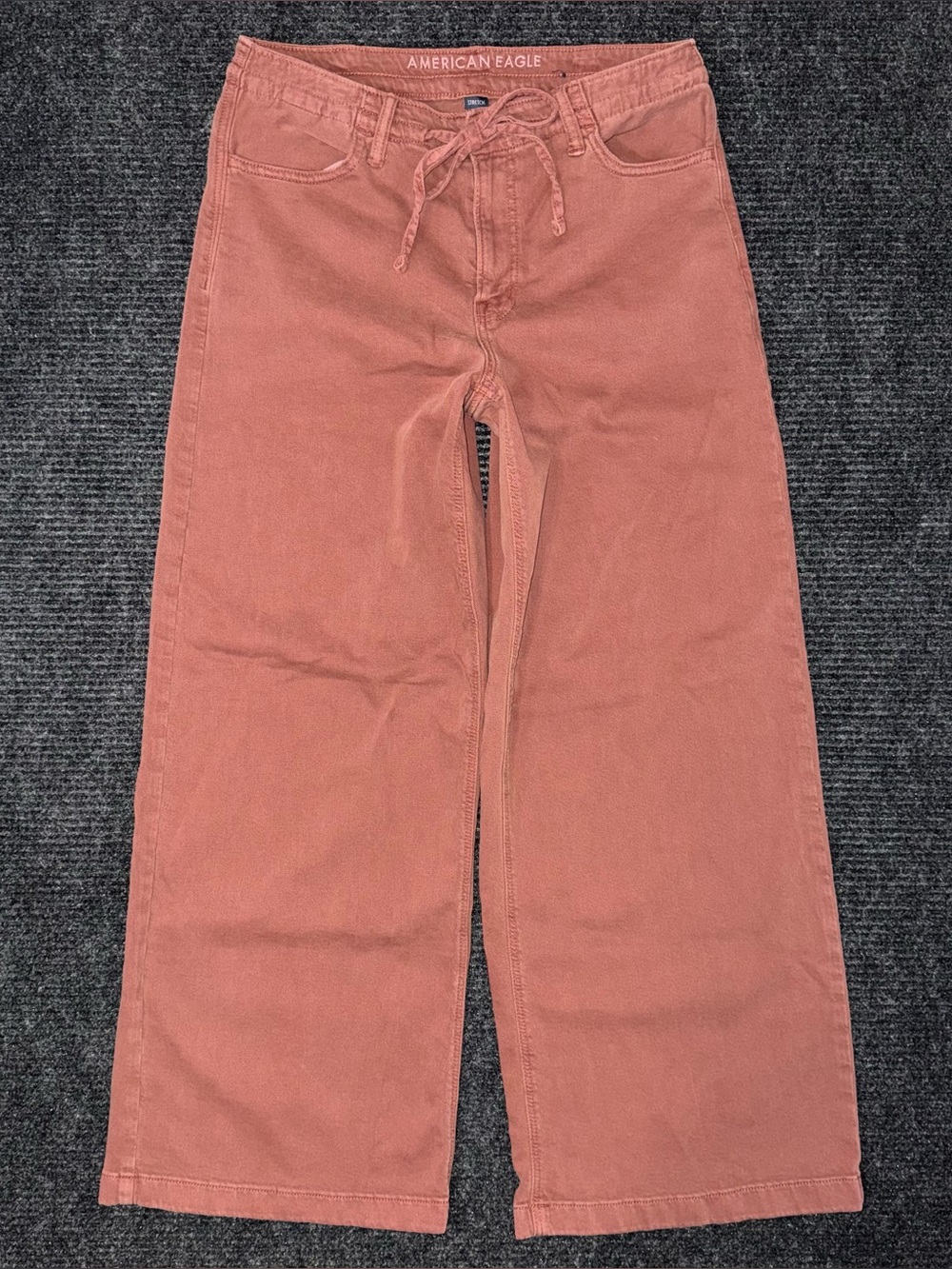 American Eagle Dreamy Drape Stretch Low Rise Ultra Wide Leg Pant Rust Red Sz 2 R